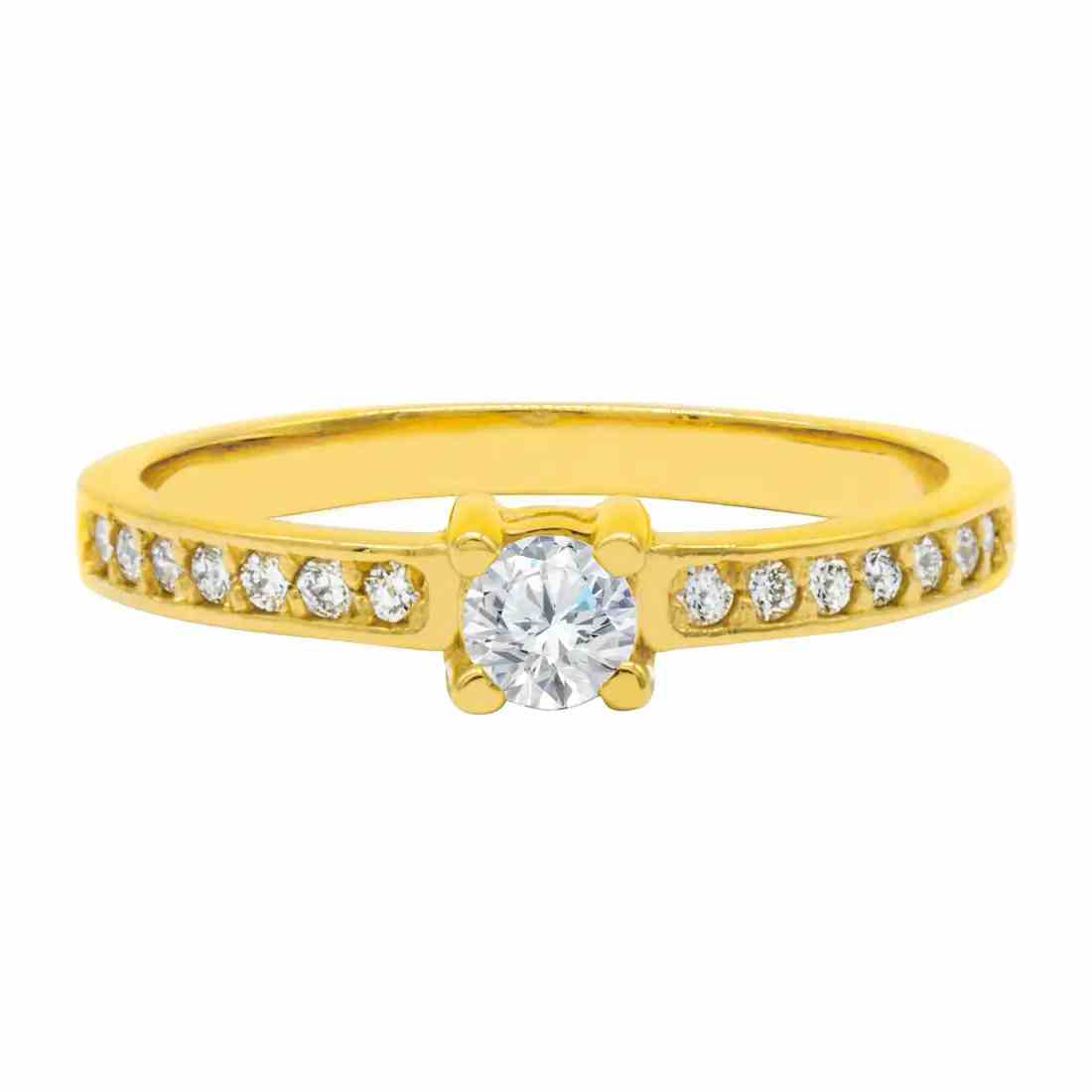 Anillo de Compromiso de Oro Amarillo 14K con Diamantes