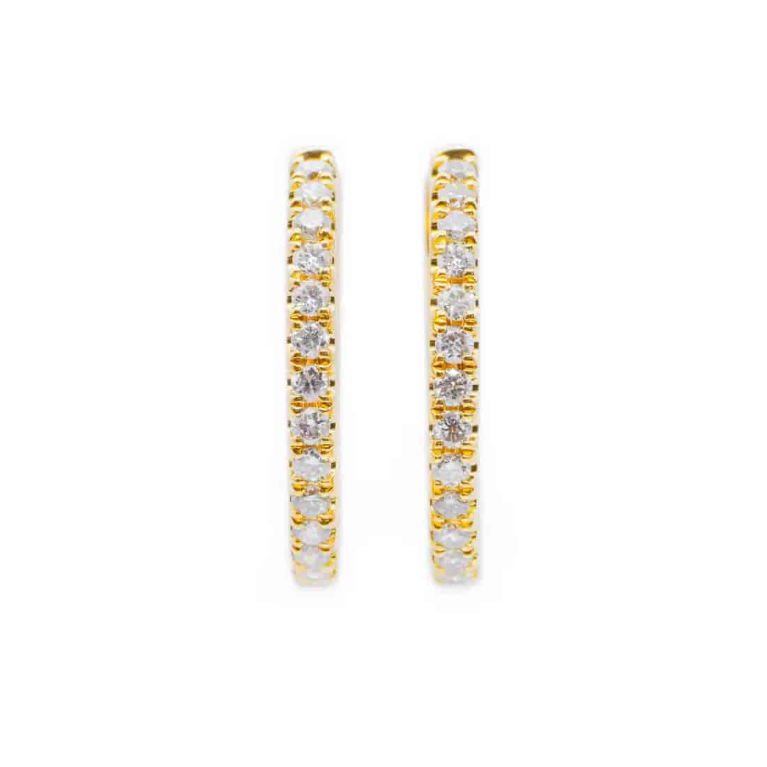 Aretes Huggies Oro Amarillo 14K, con Diamantes