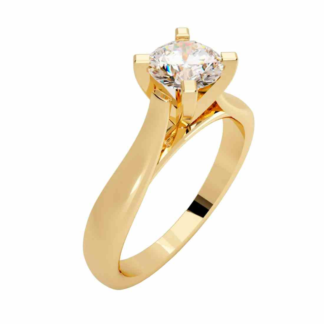 Anillo Oro Amarillo 14k, con Diamante Central B5652A40