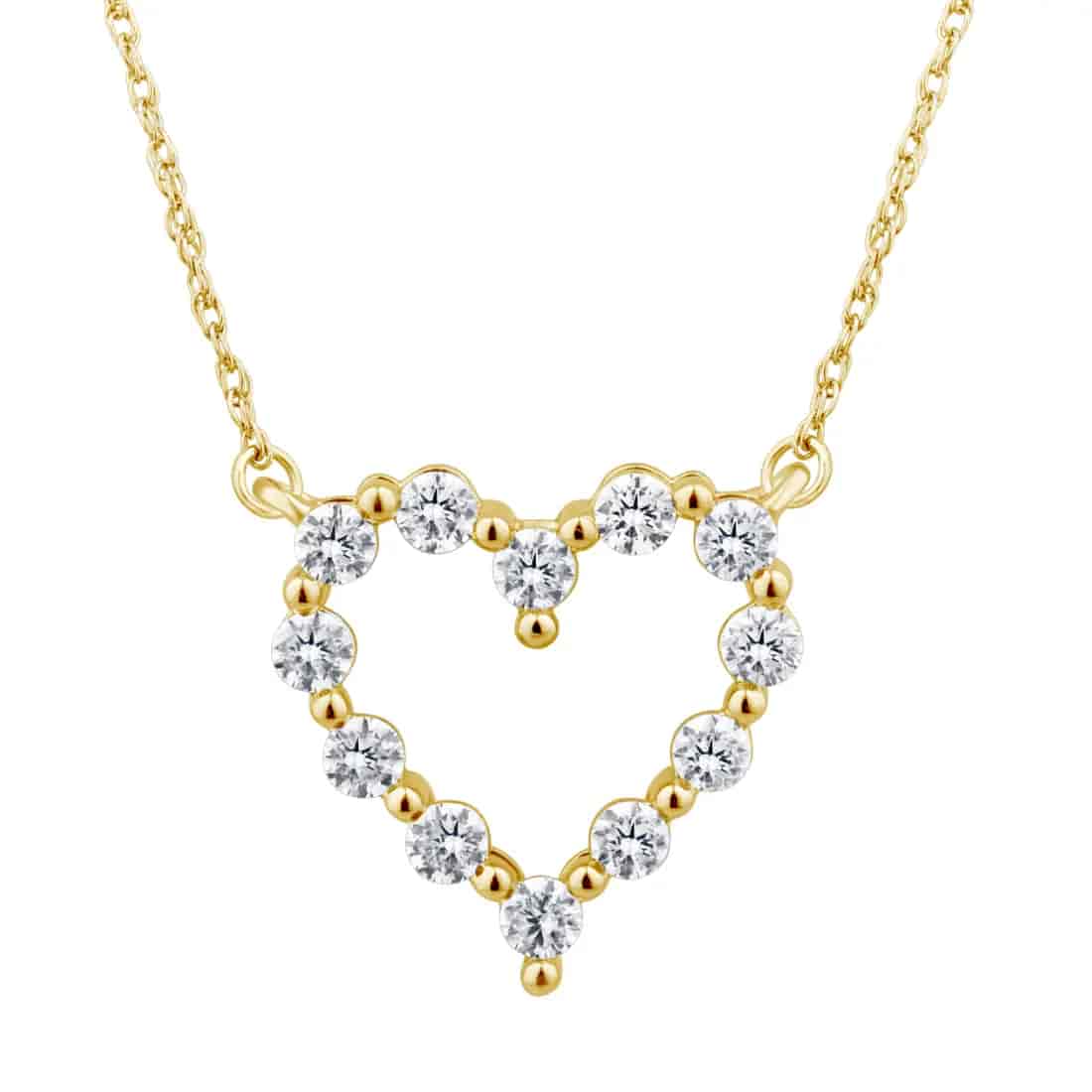 Gargantilla Oro Amarillo 14k, Corazon con Diamantes HP01D4Y050M