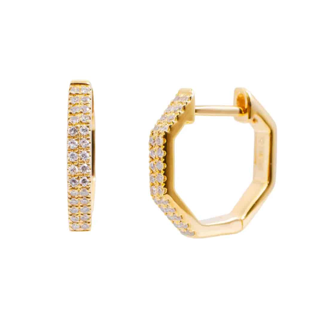 Aretes Oro Amarillo 14k, Estilo Huggies con Diamantes 8298DWE4YXA11M