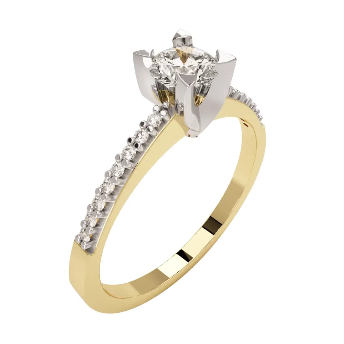 Anillo de Compromiso en Oro Amarillo 14K con Diamantes