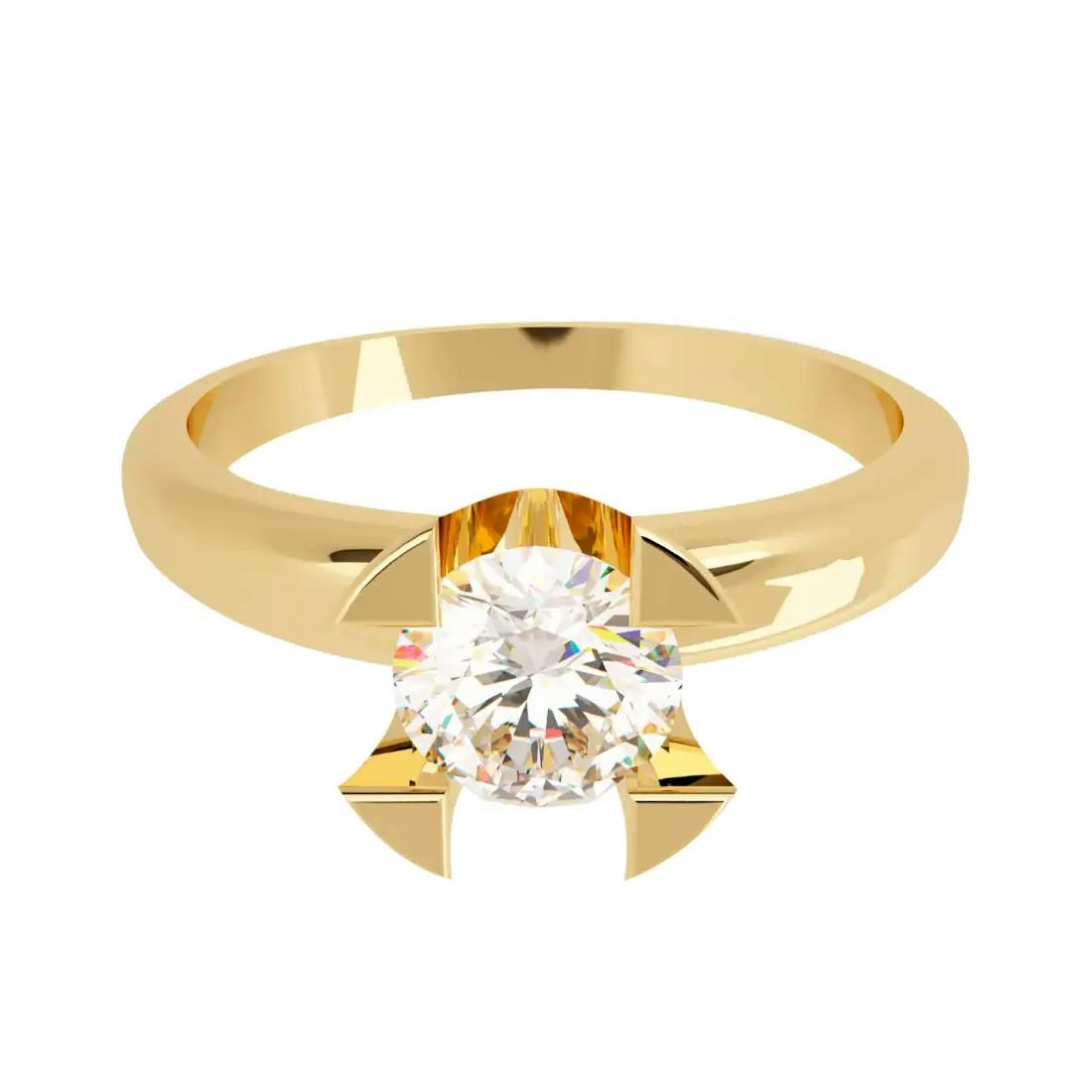 Anillo de Compromiso de Oro Amarillo 14K con Diamante Central