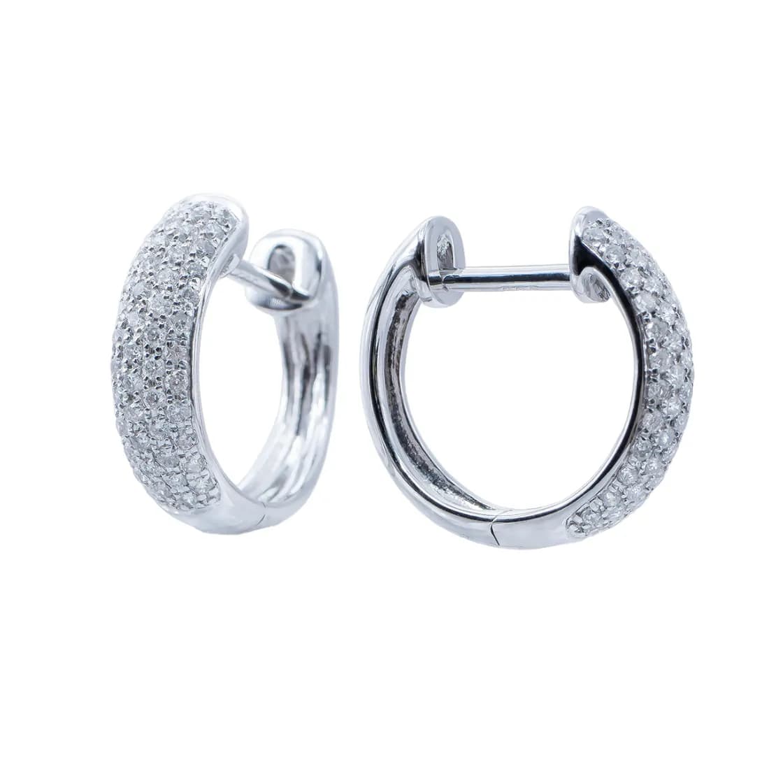 Aretes Oro Blanco 14k, Estilo Huggies con Diamantes 1195DWE4WKA31M